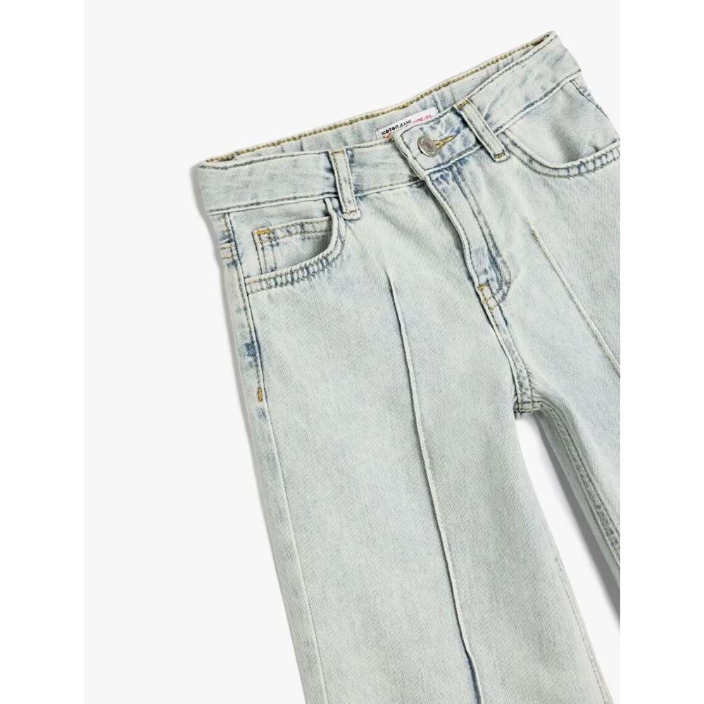 Kız Çocuk Bol Paça Pamuklu Denim Pantolon 5SKG40059AD - KOTON - AÇIK İNDİGO - 5-6 YAŞ