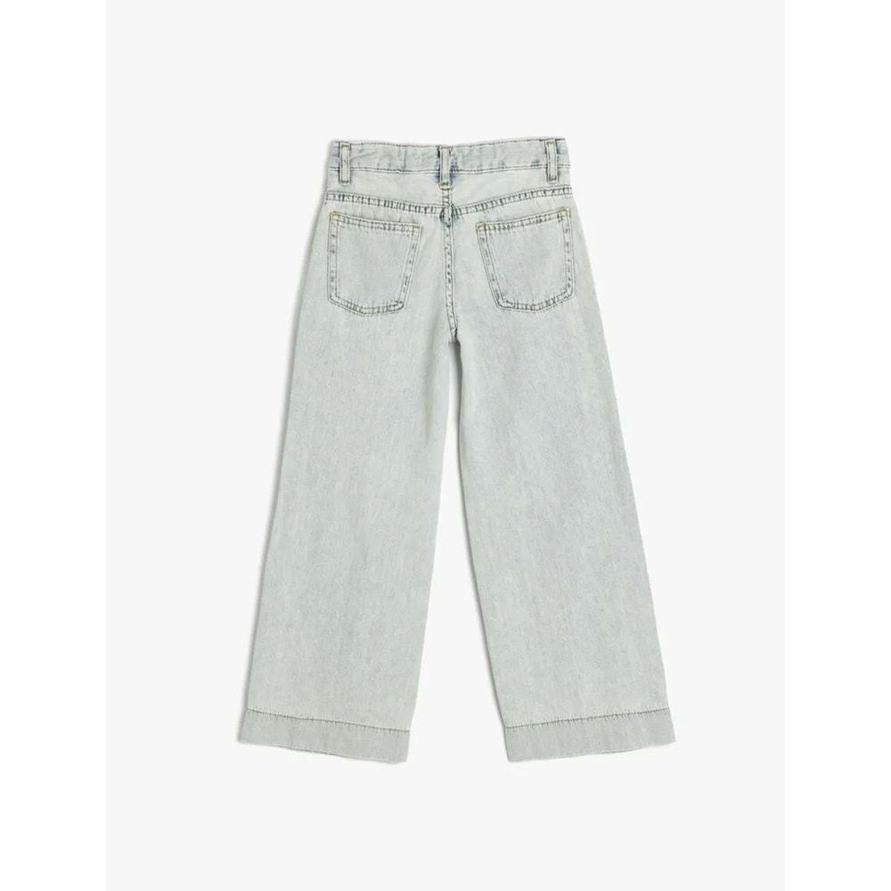 Kız Çocuk Bol Paça Pamuklu Denim Pantolon 5SKG40059AD - KOTON - AÇIK İNDİGO - 5-6 YAŞ