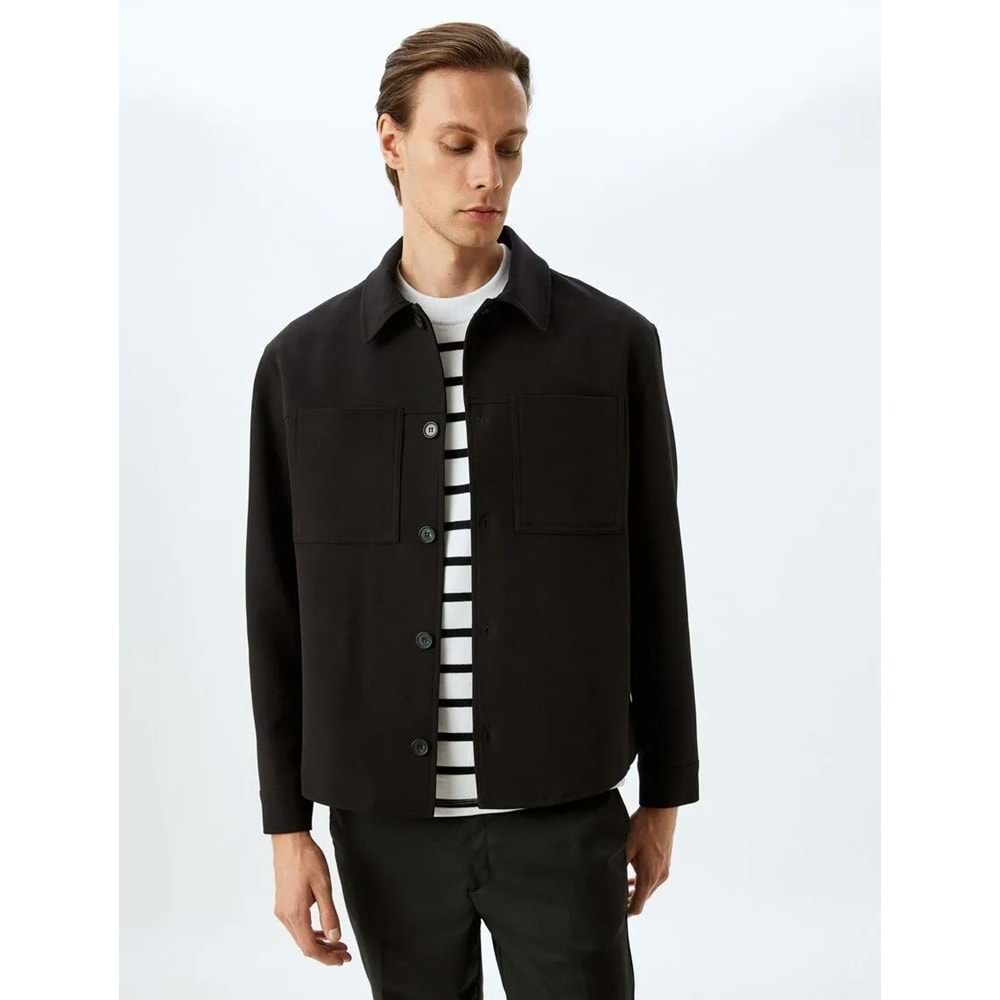 Uzun Kollu Cep Detaylı Gömlek Ceket 5SKT30005HW