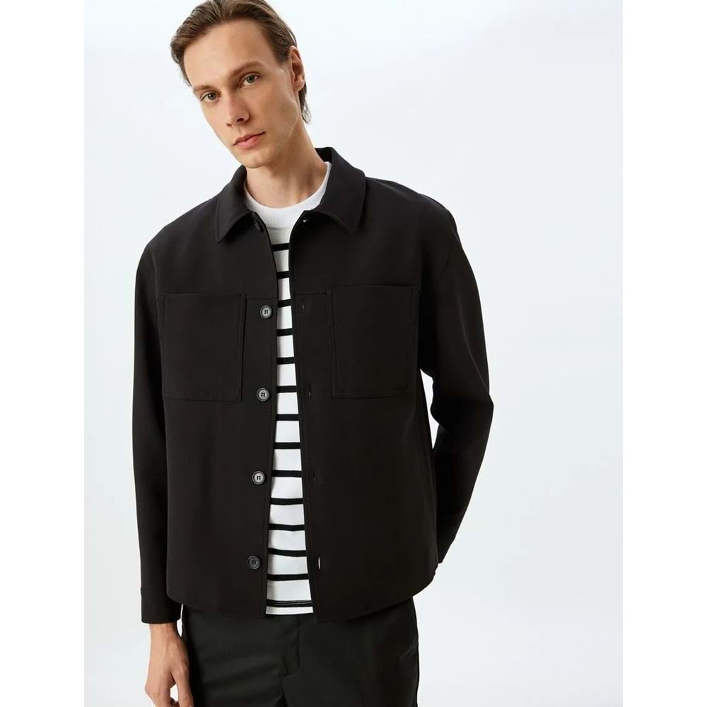 Uzun Kollu Cep Detaylı Gömlek Ceket 5SKT30005HW