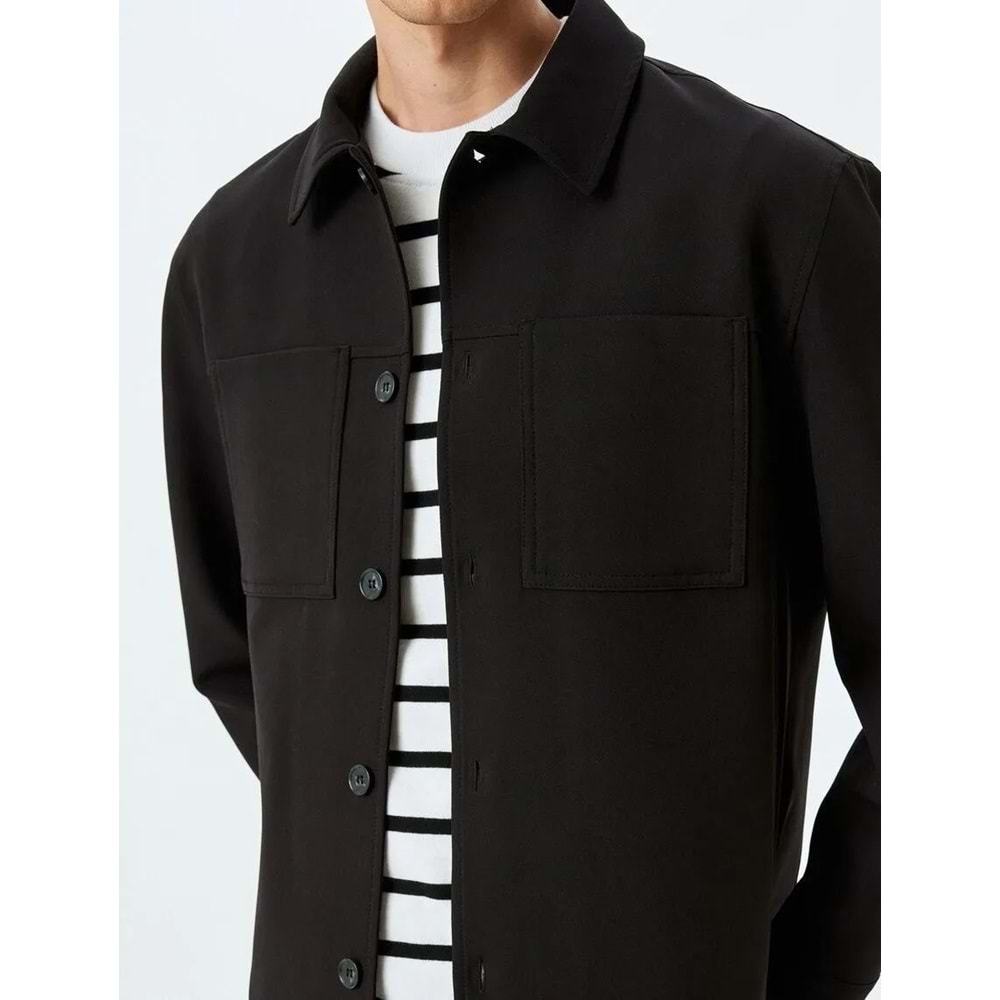 Uzun Kollu Cep Detaylı Gömlek Ceket 5SKT30005HW