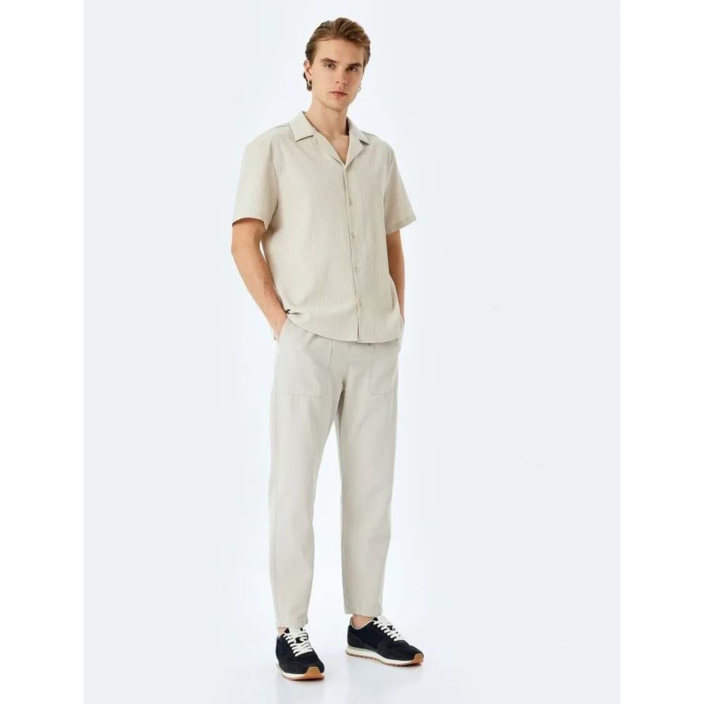 Beli Bağcıklı Cep Detaylı Pamuklu Chino Pantolon 5SAM40023HW - KOTON - GRİ - 40