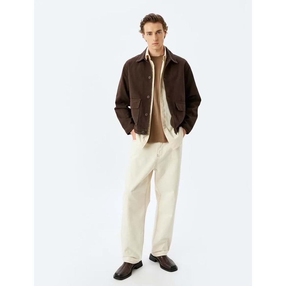 Düğmeli Kanvas Kumaş Pamuklu Gömlek Ceket 5SAM50002HW