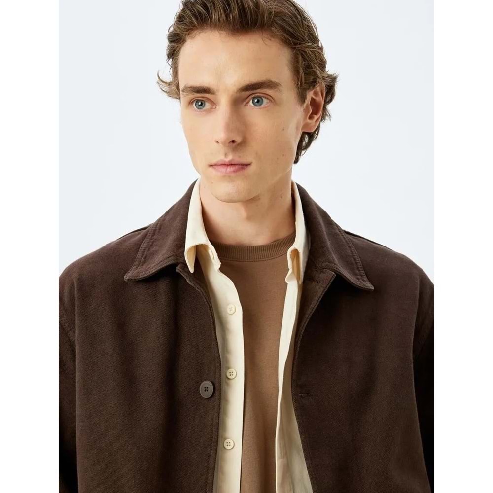 Düğmeli Kanvas Kumaş Pamuklu Gömlek Ceket 5SAM50002HW