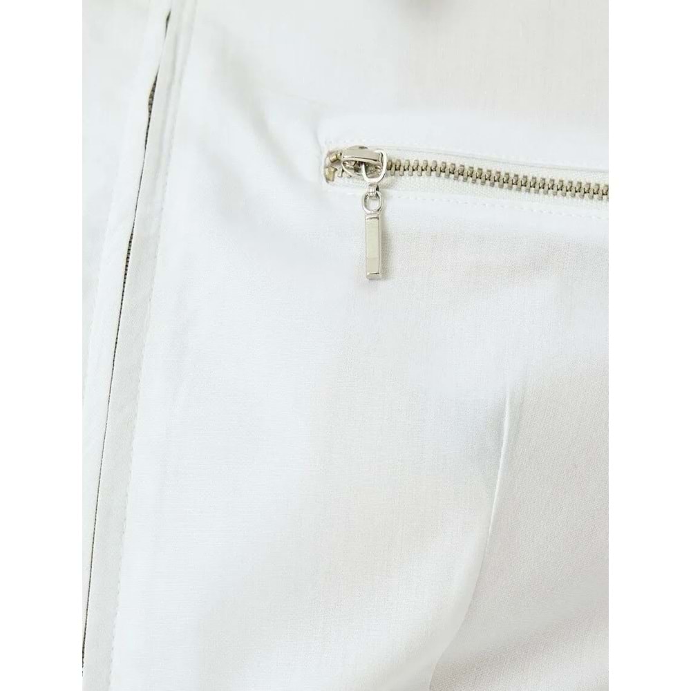 Slim Fit Klasik Yaka Crop Fermuarlı Gömlek 5SAK60136PW - KOTON - BEYAZ - 36