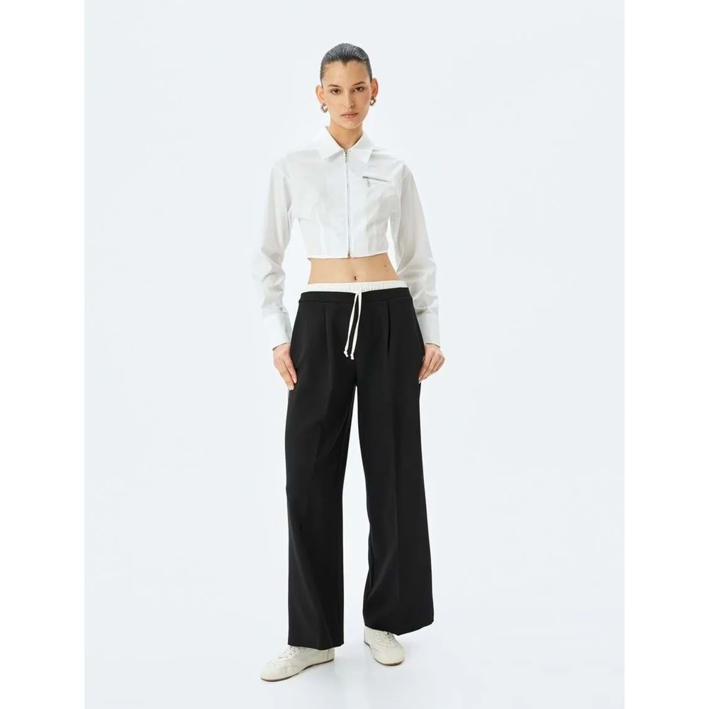 Slim Fit Klasik Yaka Crop Fermuarlı Gömlek 5SAK60136PW - KOTON - BEYAZ - 36