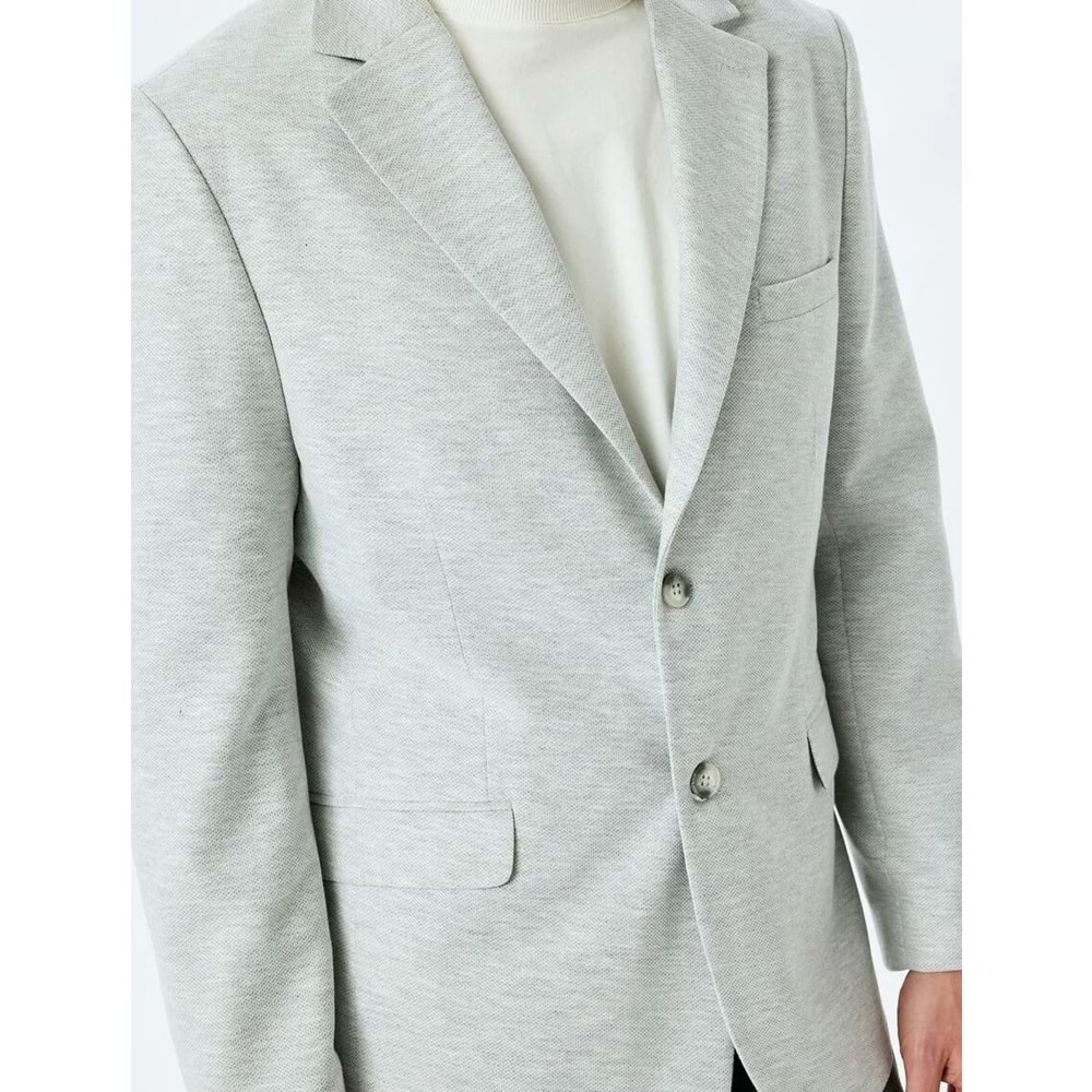 Slim Fit Pamuk Karışımlı Mono Yaka Blazer Ceket 5SAM50004HK - KOTON - GRİ - 50