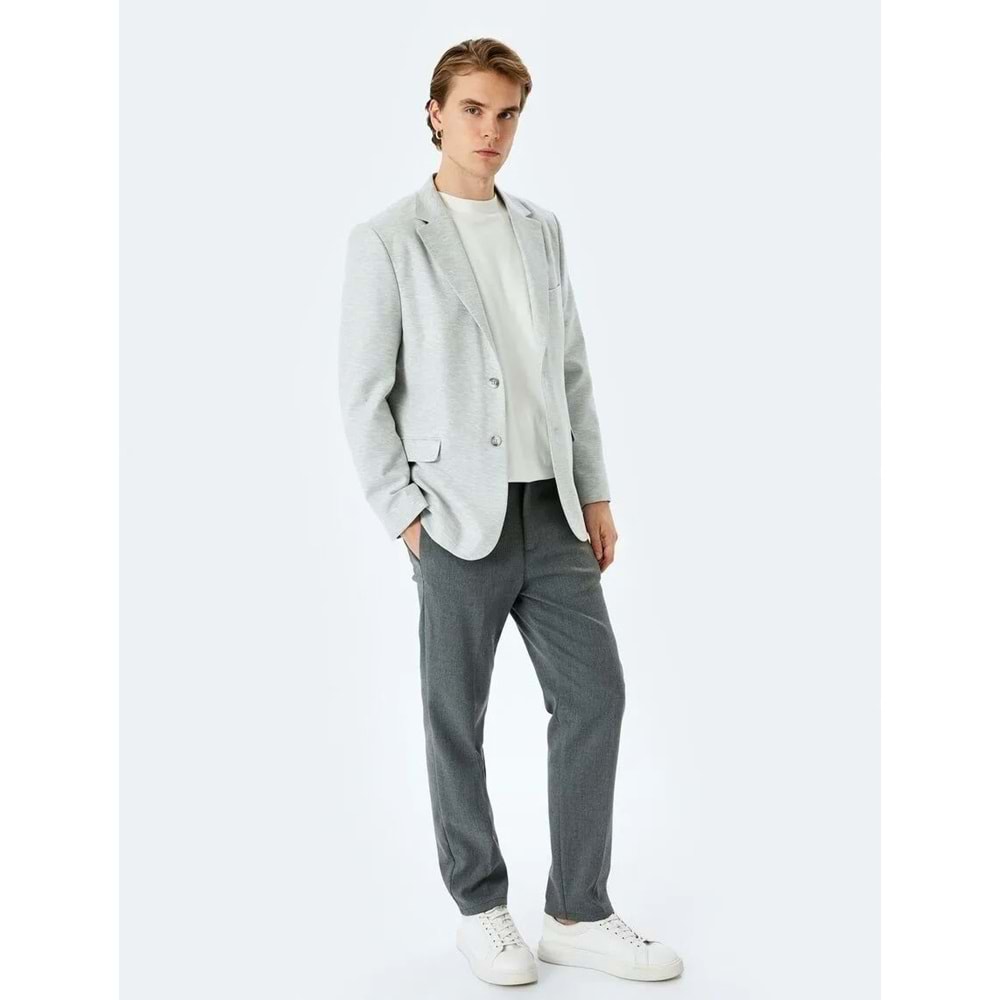 Slim Fit Pamuk Karışımlı Mono Yaka Blazer Ceket 5SAM50004HK - KOTON - GRİ - 50