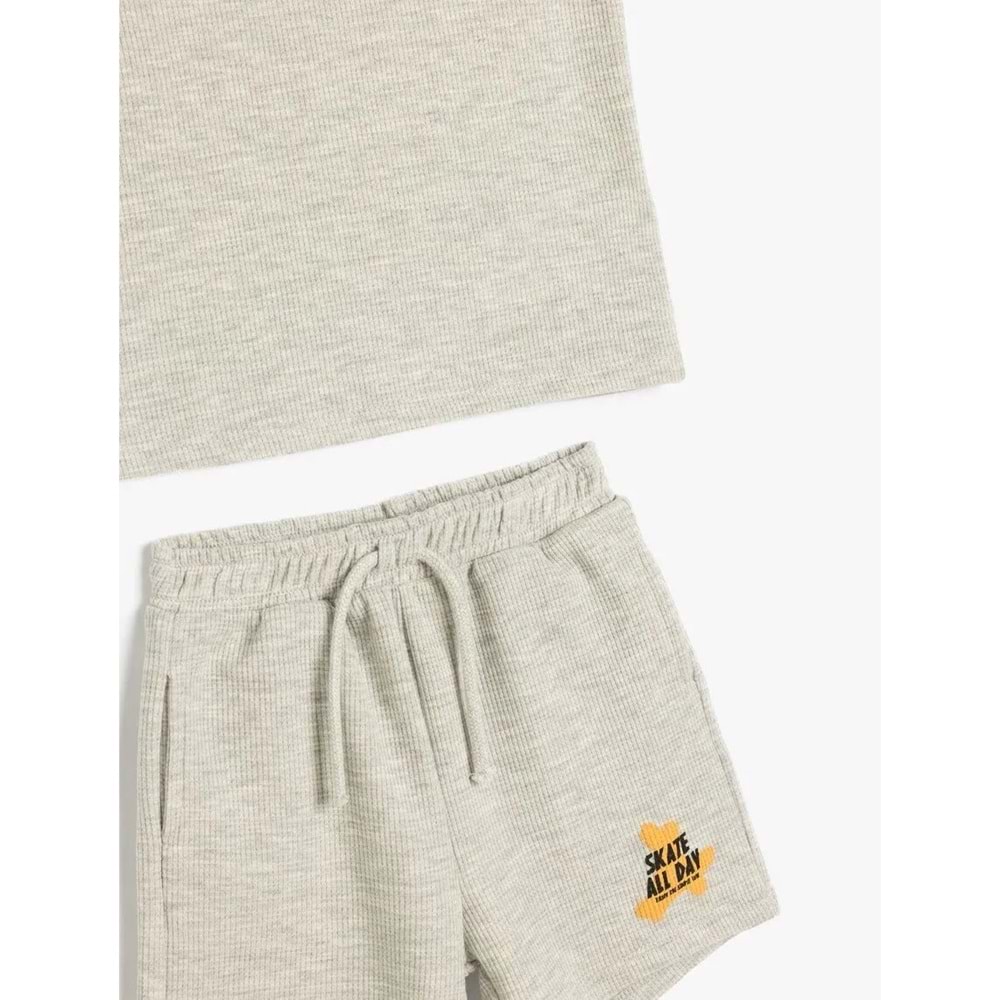 Erkek Bebek Baskı Detaylı 2'li Şort Atlet Takımı 5SMB10017TK - KOTON - GRİ - 18-24 AY