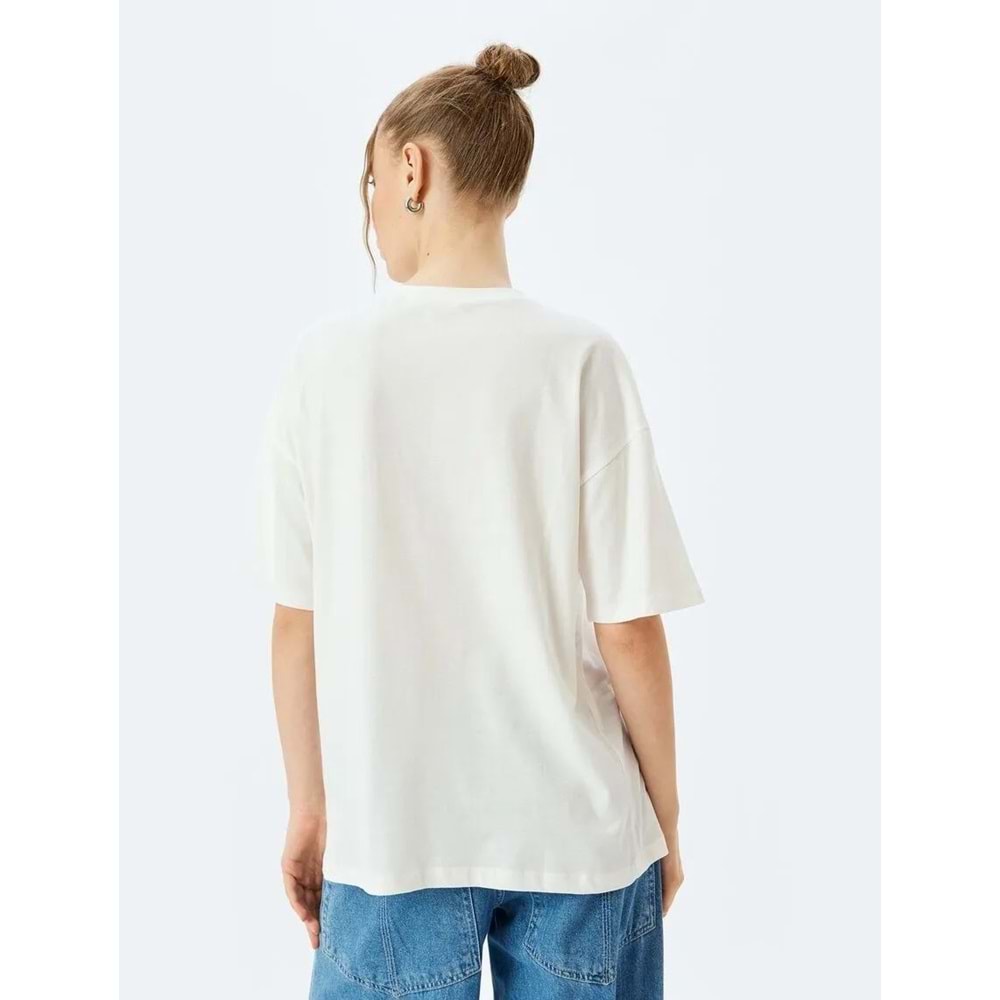 Kedi Baskılı Sloganlı Bisiklet Yaka Kısa Kollu Tişört 5SAL10222IK