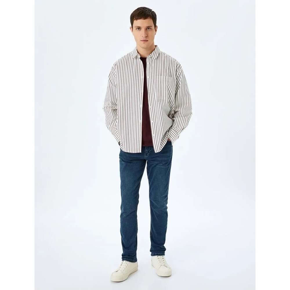 Normal Bel Pamuklu Slim Fit Denim Pantolon - Brad Jean 5SAM40036ND