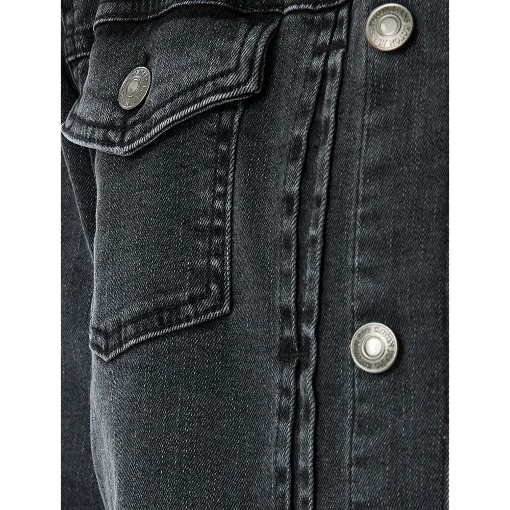 Kapaklı Cep Detaylı Düğmeli Pamuklu Klasik Jean Ceket 5SAM50003ND