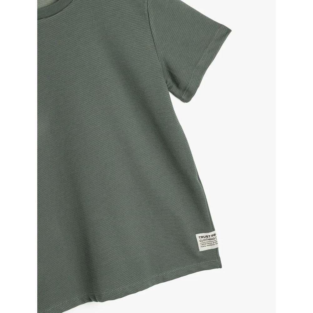 Erkek Çocuk Pamuklu Kısa Kollu Oversize Basic Tişört 5SKB10010TK - KOTON - YEŞİL - 7-8 YAŞ