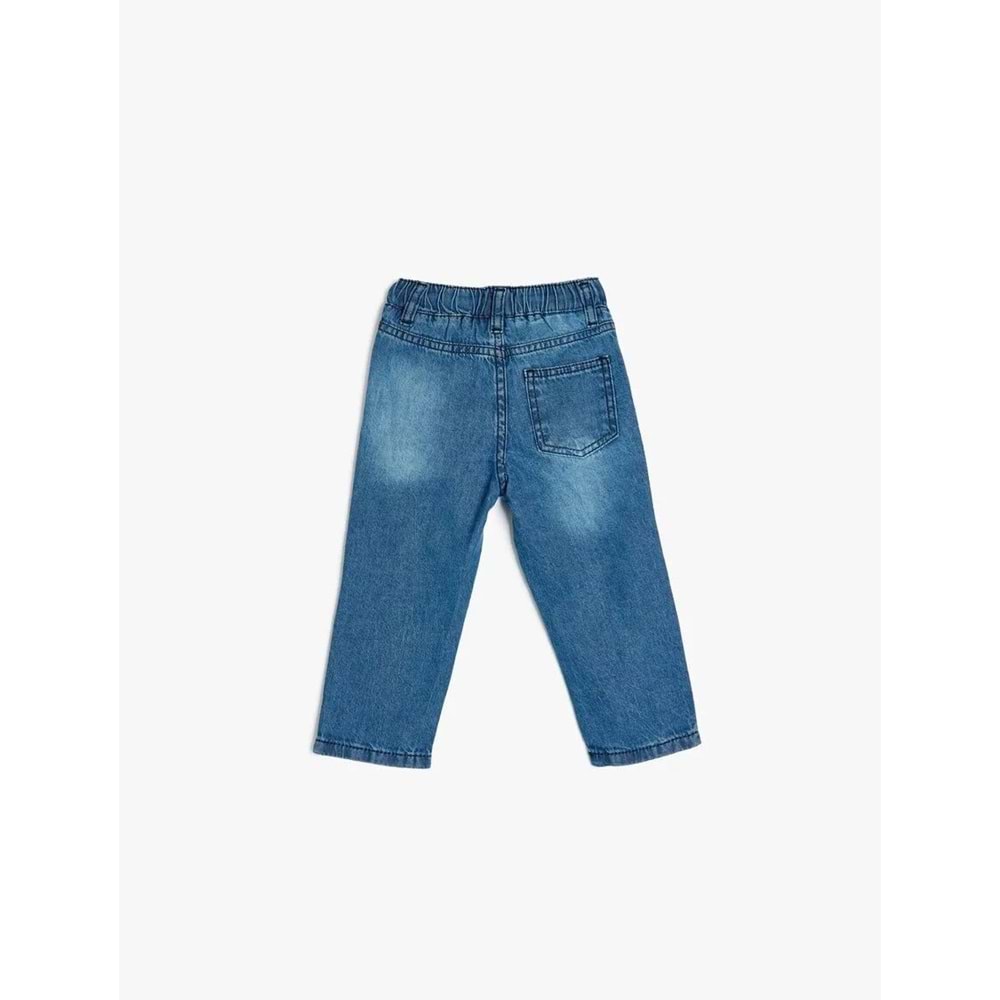 Erkek Bebek Beli Bağcıklı Pamuklu Denim Pantolon 5SMB40002TD