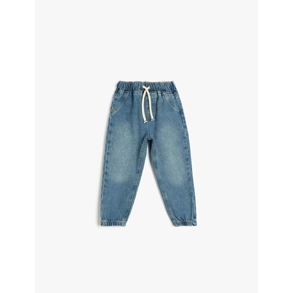 Erkek Bebek Beli Bağcıklı Pamuklu Jogger Pantolon 5SMB40003TD