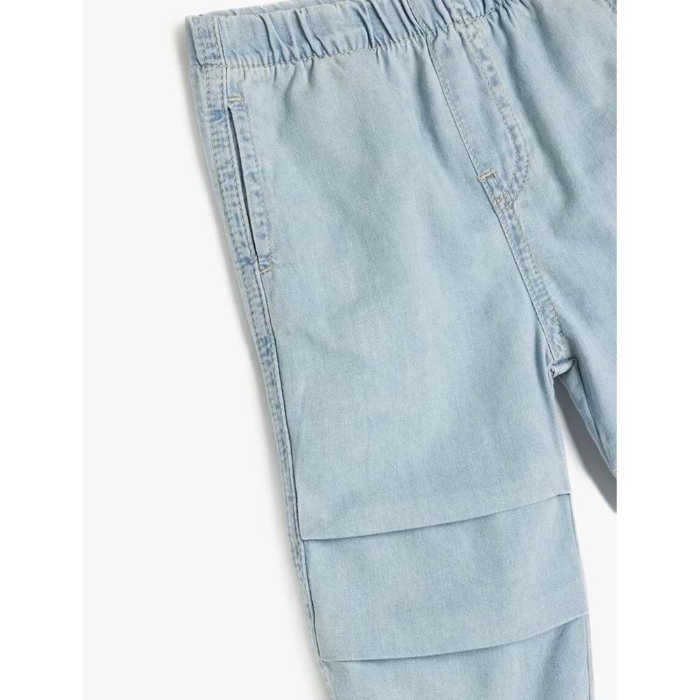 Erkek Bebek Pamuklu Paraşüt Denim Pantolon 5SMB40004TD - KOTON - AÇIK İNDİGO - 9-12 AY