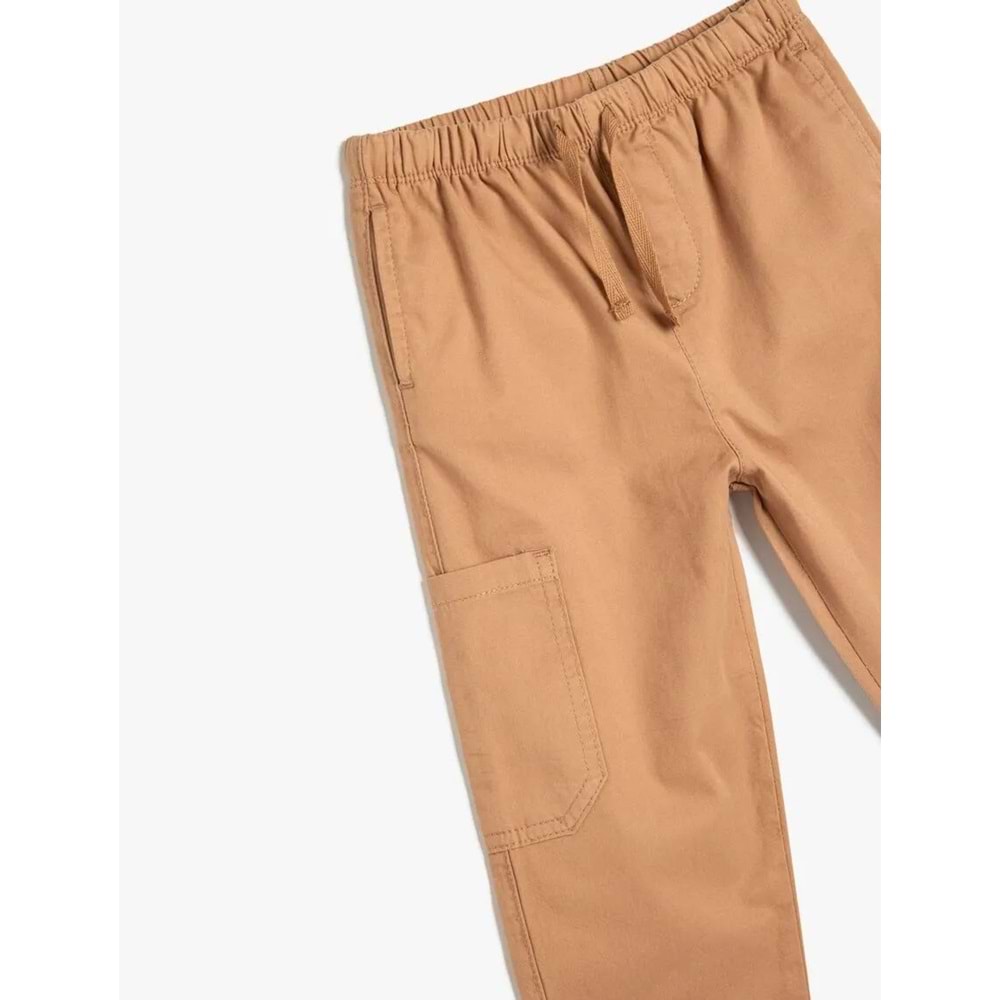 Erkek Bebek Pamuklu Beli Lastikli Cep Detaylı Pantolon 5SMB40026TW - KOTON - PEMBE - 24-36 AY
