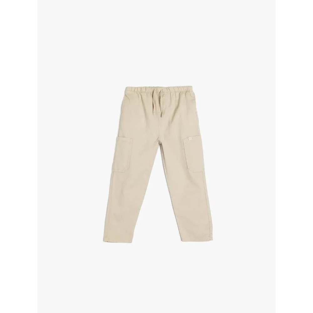 Erkek Bebek Pamuklu Beli Lastikli Cep Detaylı Pantolon 5SMB40026TW - KOTON - BEJ - 4-5 YAŞ