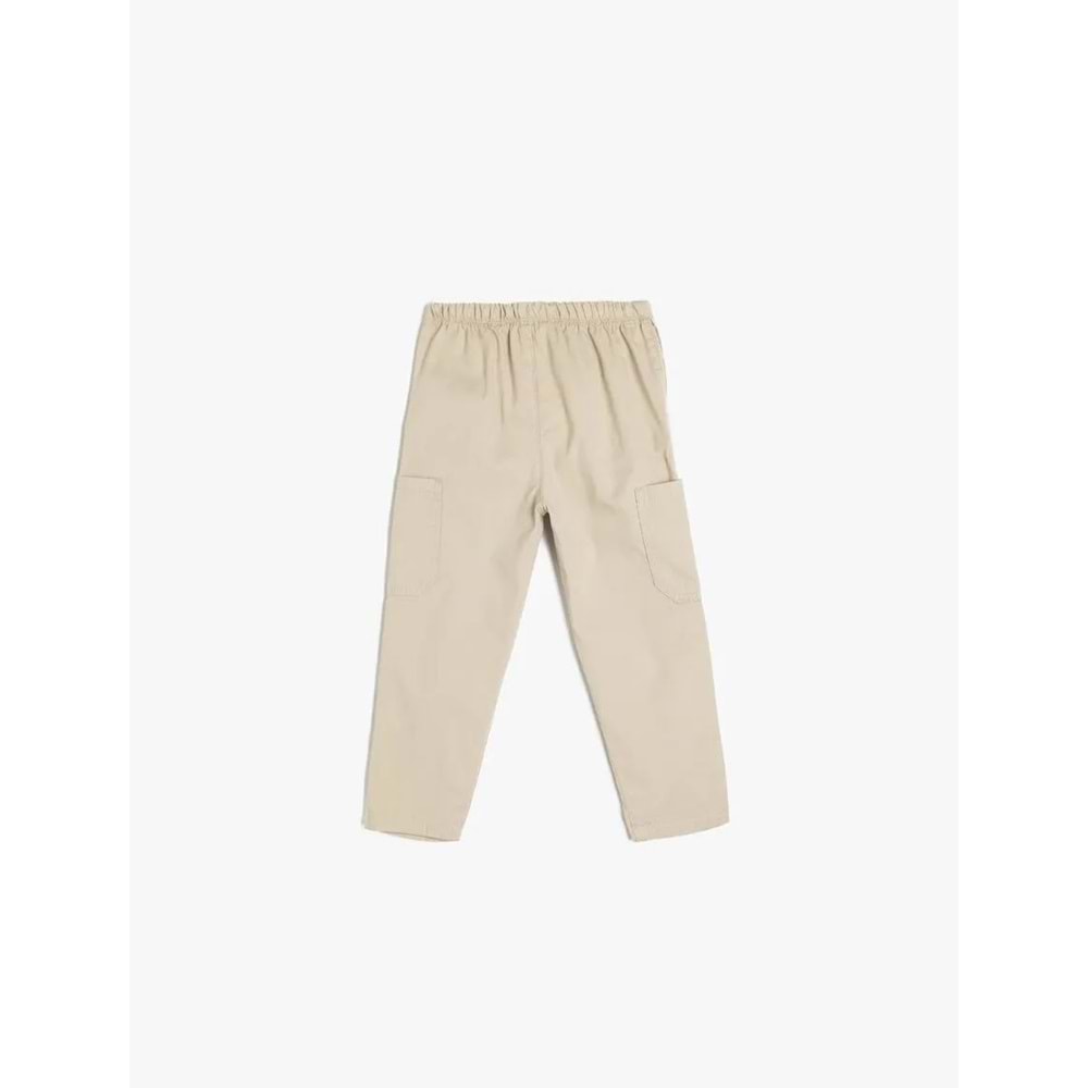 Erkek Bebek Pamuklu Beli Lastikli Cep Detaylı Pantolon 5SMB40026TW - KOTON - BEJ - 4-5 YAŞ