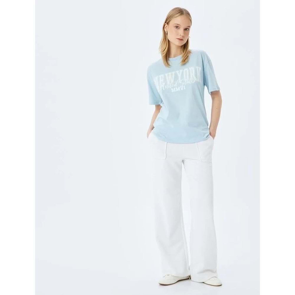 Kolej Baskılı Bisiklet Yaka Tişört 5SAL10169IK