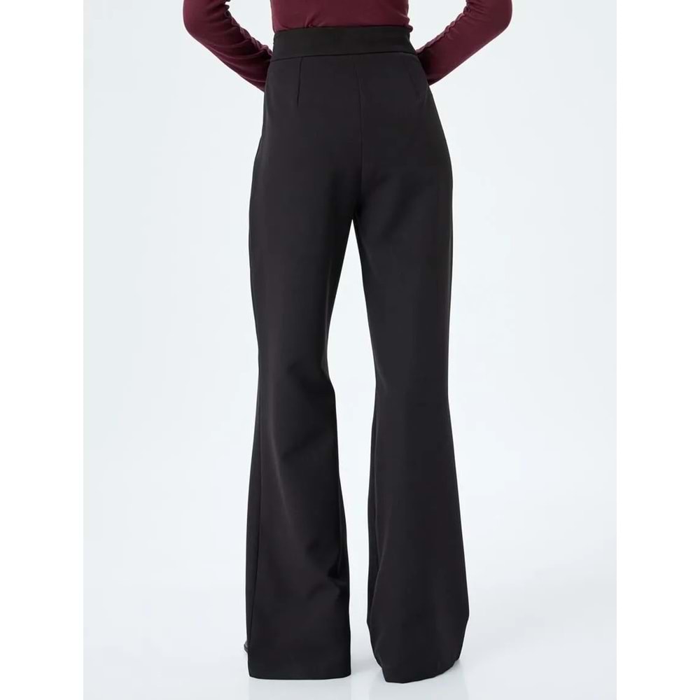 Yüksek Bel Geniş Paça Kumaş Pantolon 5SAK40059UW - KOTON - SİYAH - 38