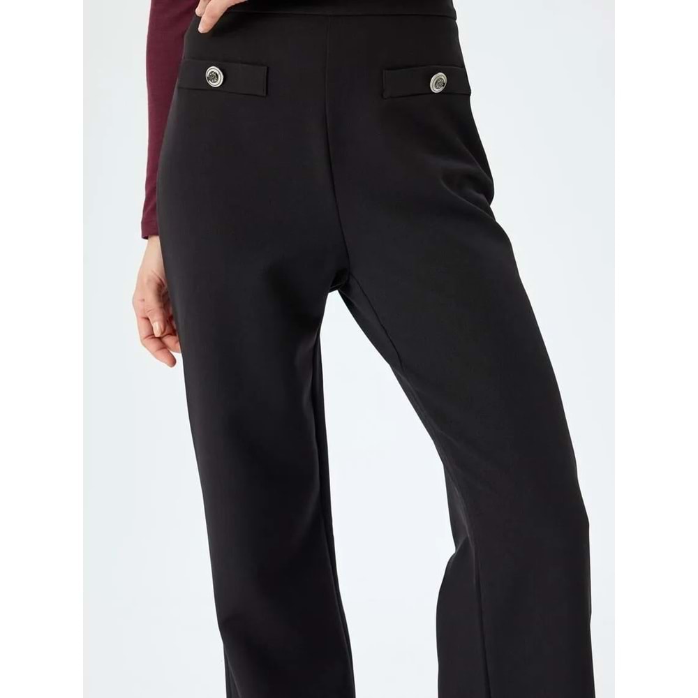 Yüksek Bel Geniş Paça Kumaş Pantolon 5SAK40059UW - KOTON - SİYAH - 38