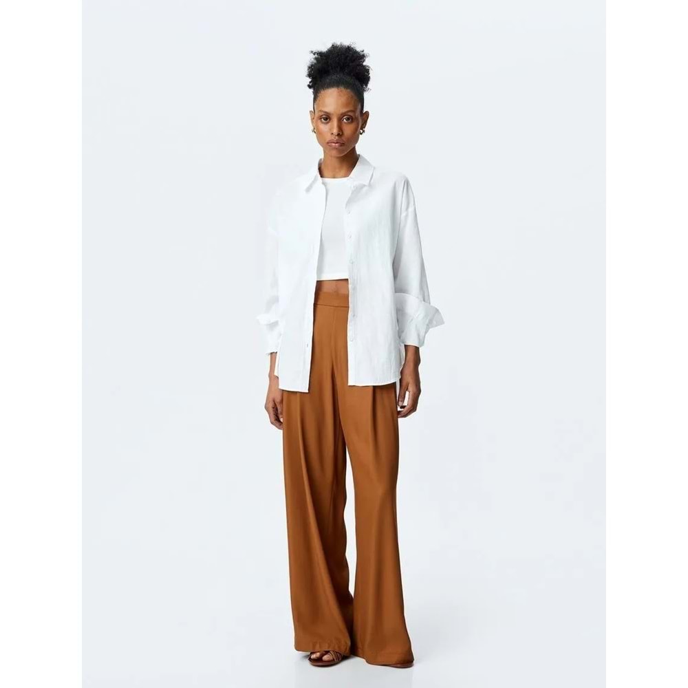 Viskon Palazzo Pantolon 5SAK40140UW - KOTON - KAHVERENGİ - 48