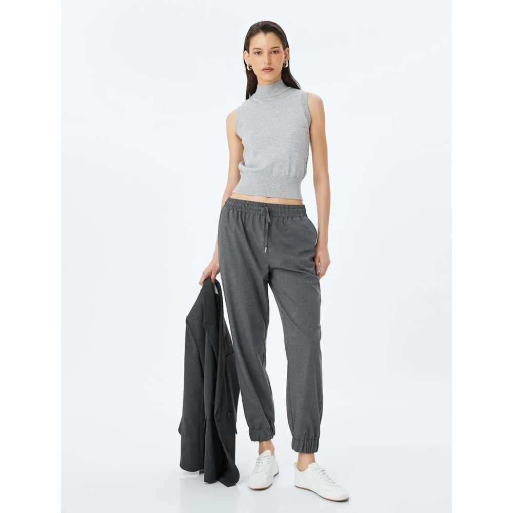 Beli Bağlamalı Cepli Jogger Pantolon 5SAK40200PW - KOTON - ANTRASİT - 36