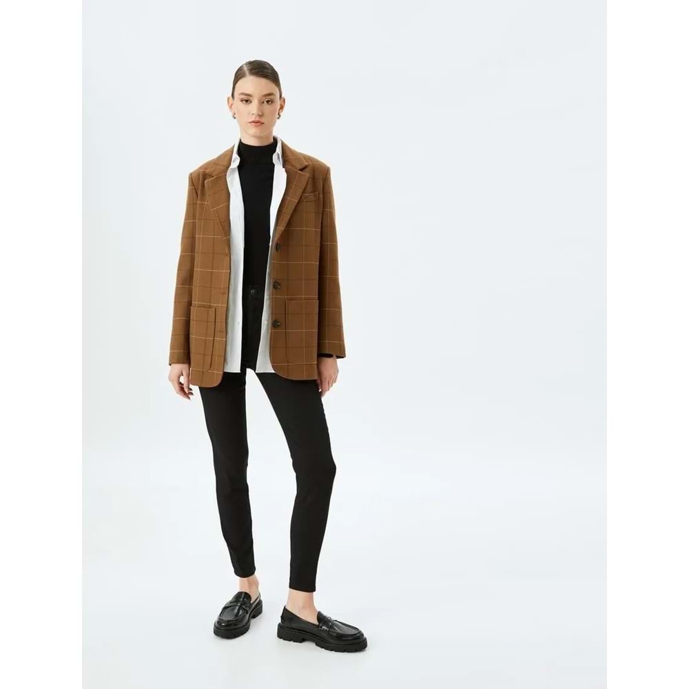 Yüksek Bel Dar Paça Skinny Fit Toparlayıcı Kot Pantolon 5SAL40033MD - KOTON - SİYAH - 34/32