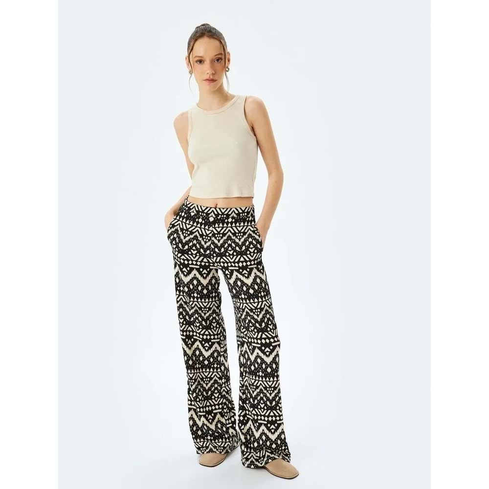 Bürümcük Regular Fit Desenli Pantolon 5SAL40041IK - KOTON - SİYAH - XS