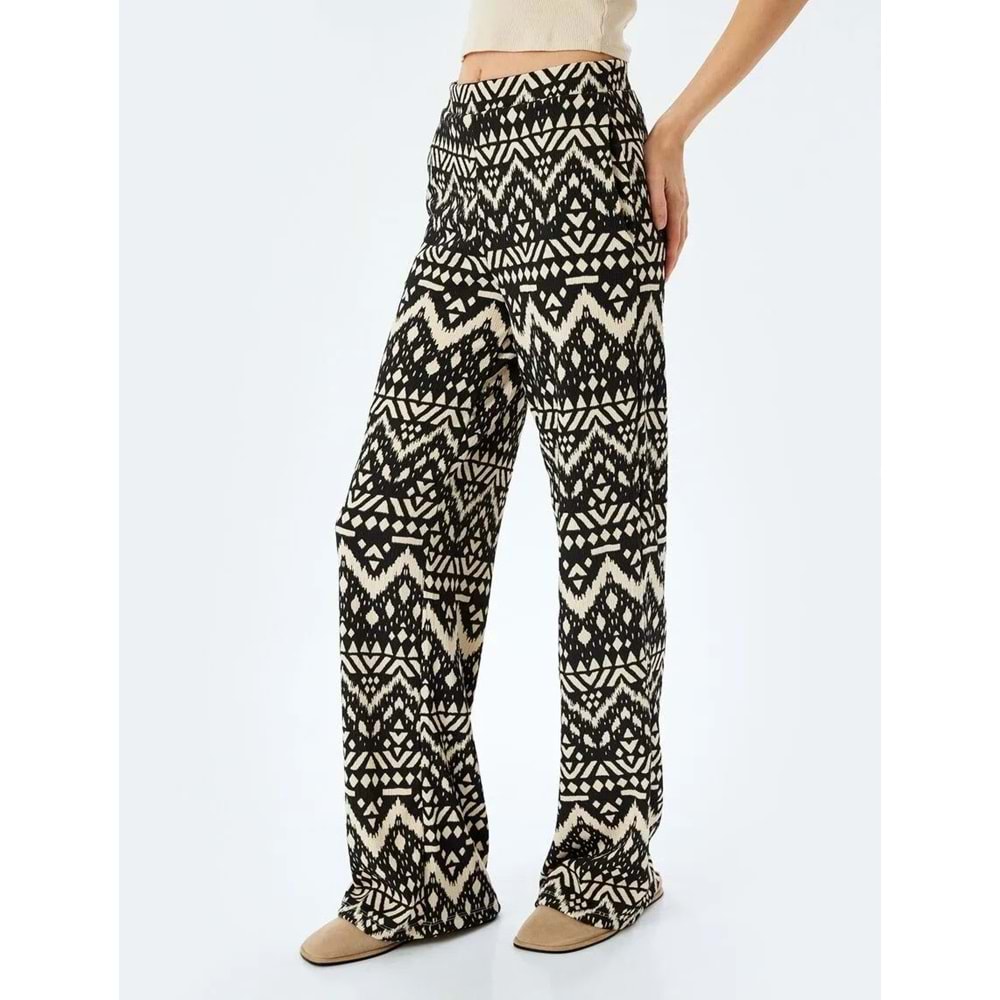 Bürümcük Regular Fit Desenli Pantolon 5SAL40041IK - KOTON - SİYAH - XS