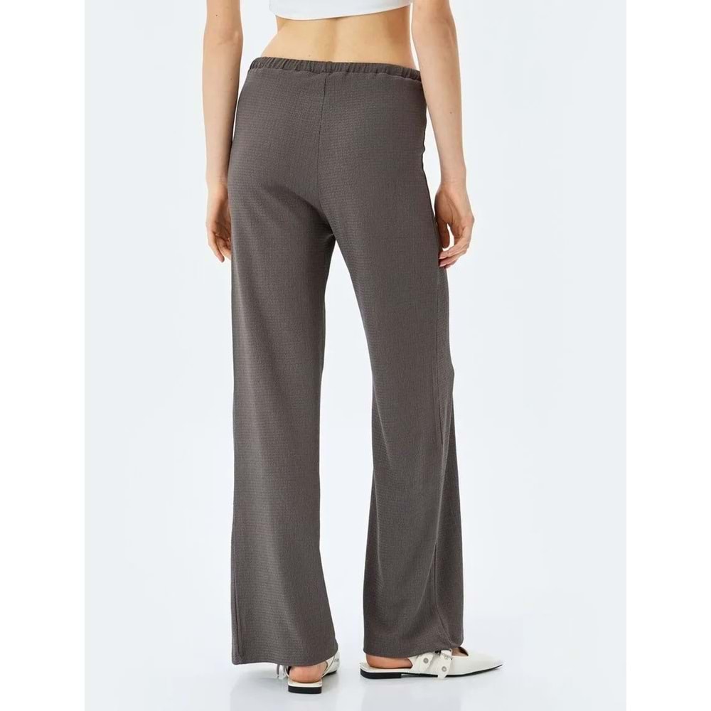 Beli Bağcıklı Yüksek Bel Bol Paça Pantolon 5SAL40050IK - KOTON - ANTRASİT - M