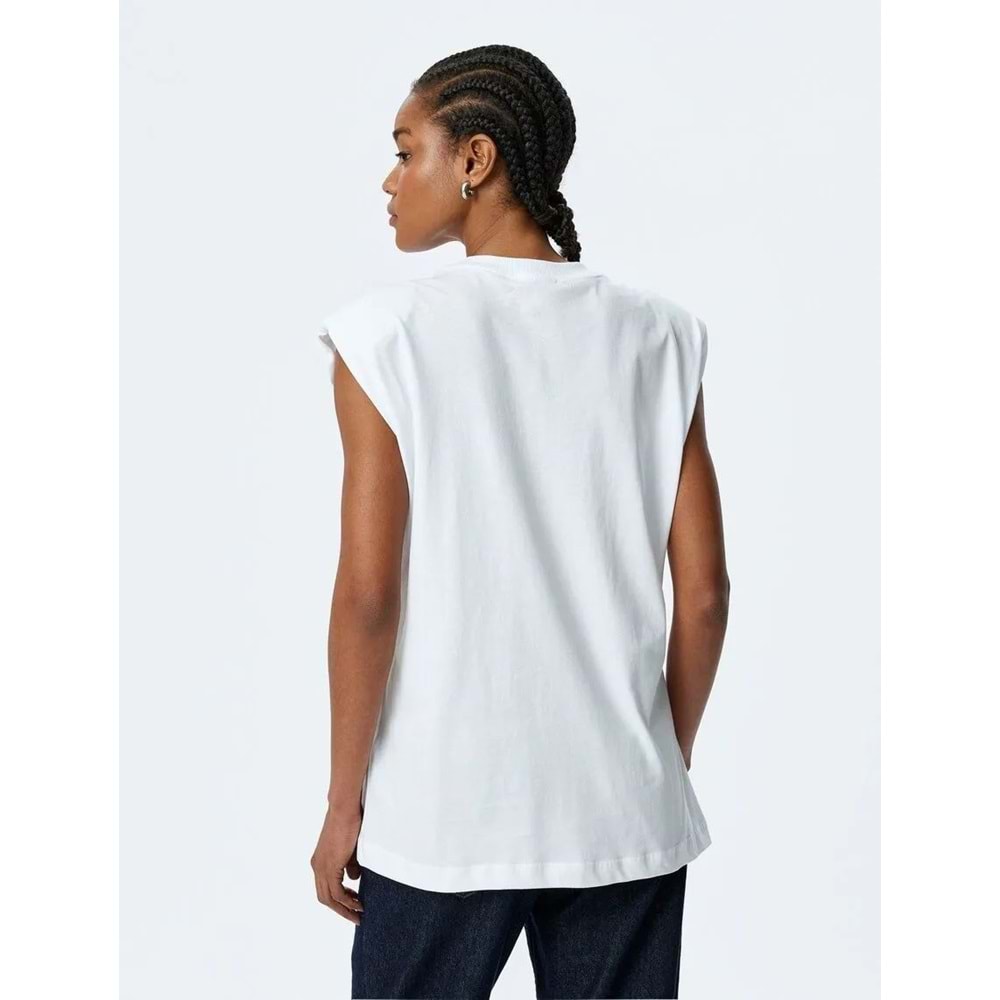 Basic Vatkalı Tişört 5SAK50020UK - KOTON - KIRIK BEYAZ - L