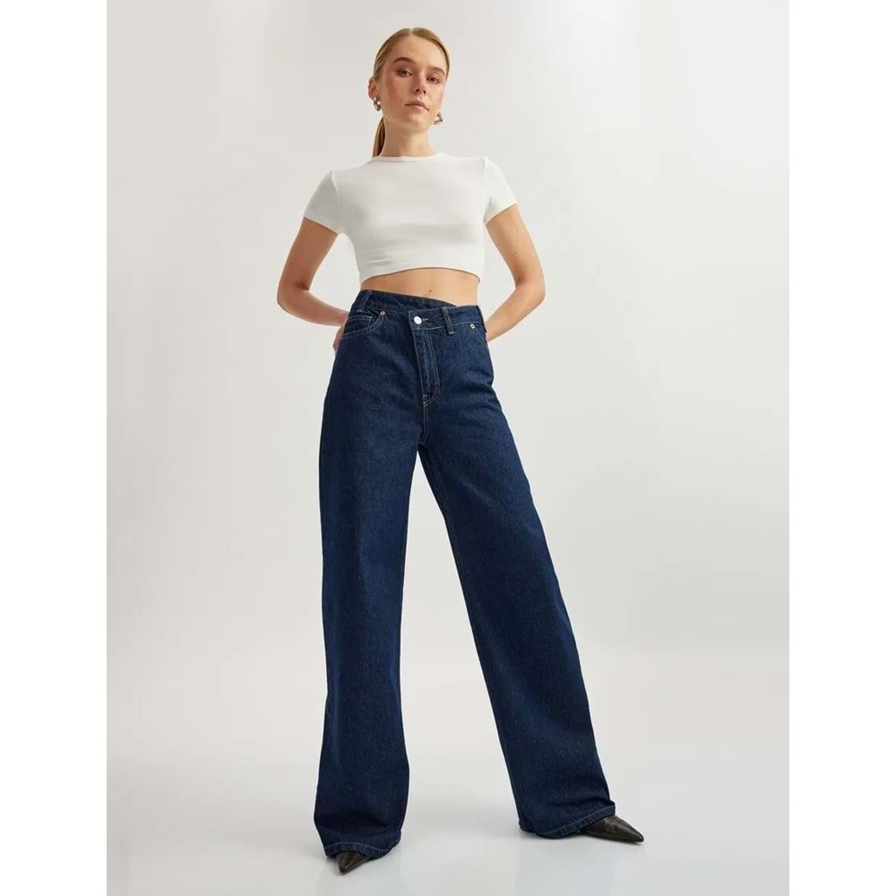 Düğme Detaylı Denim Pantolon 5SAL40216MD - KOTON - KOYU İNDİGO - 28/32