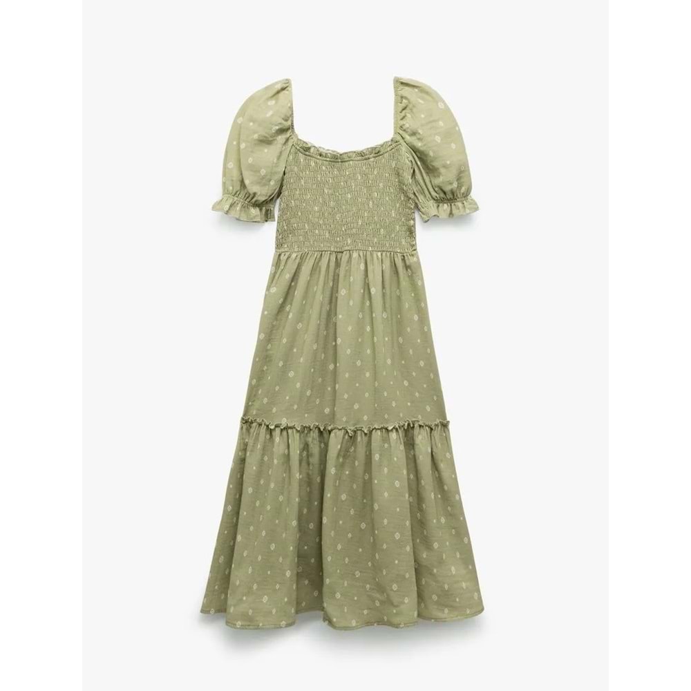 Kadın Giyim Elbise 5SAL80068IW - KOTON - YEŞİL DESENLİ - 34