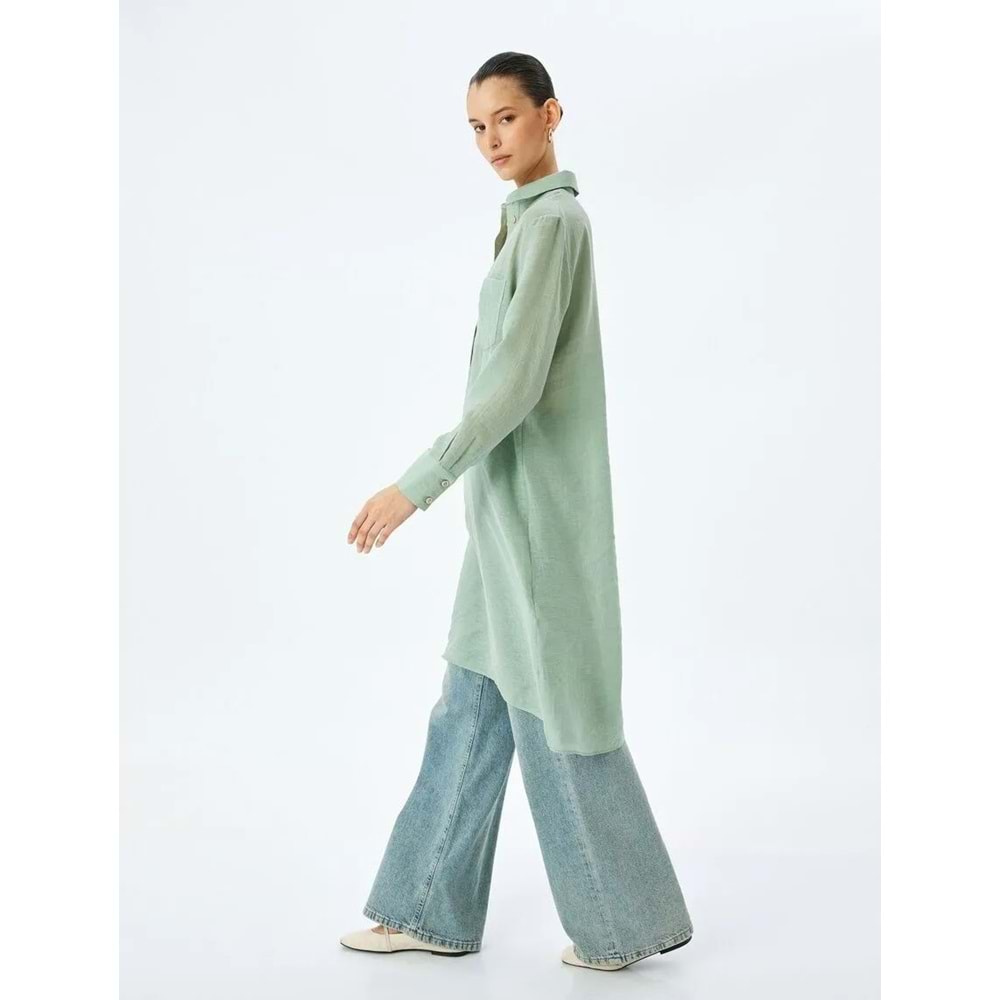 Uzun Oversize Tunik 5SAK60170UW - KOTON - YEŞİL - 34