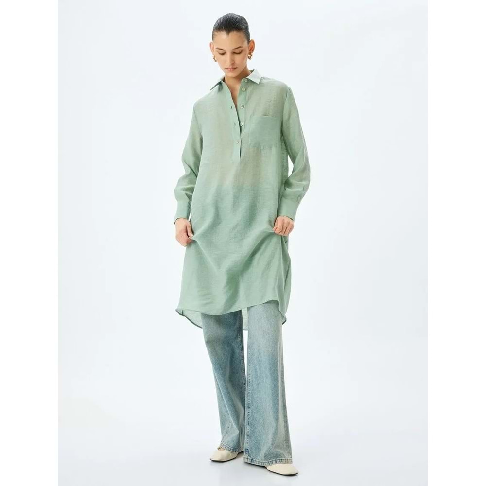 Uzun Oversize Tunik 5SAK60170UW - KOTON - YEŞİL - 34