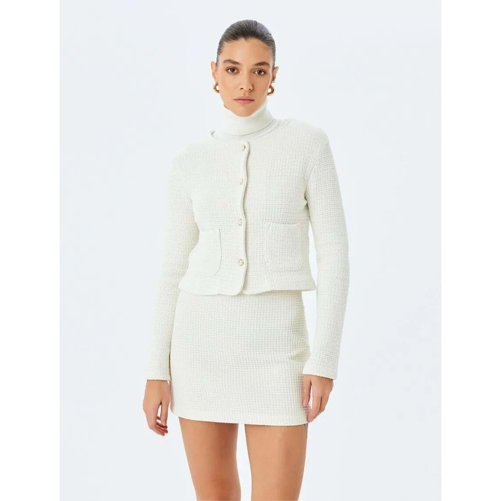 A Kesim Mini Tüvit Etek 5SAK70018UW - KOTON - EKRU - 38