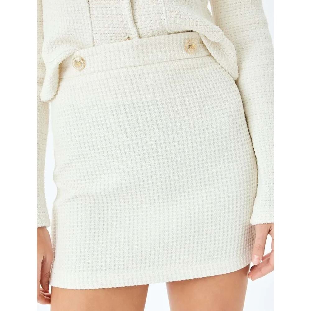 A Kesim Mini Tüvit Etek 5SAK70018UW - KOTON - EKRU - 38