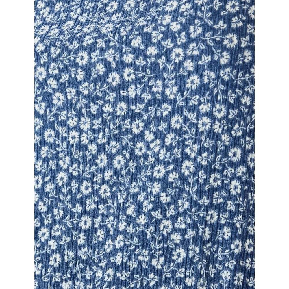 İp Askılı Çiçek Desenli Volanlı Beli Bağcıklı Midi Elbise 5SAL80072IK