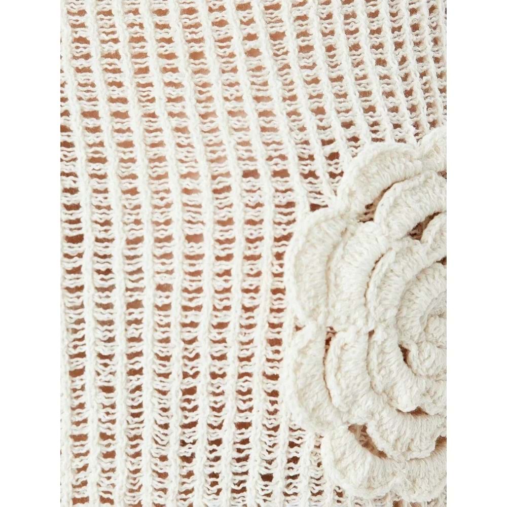 Ajurlu Aplike Çiçek Detaylı Uzun Kollu Triko Kazak 5SAL90003HT