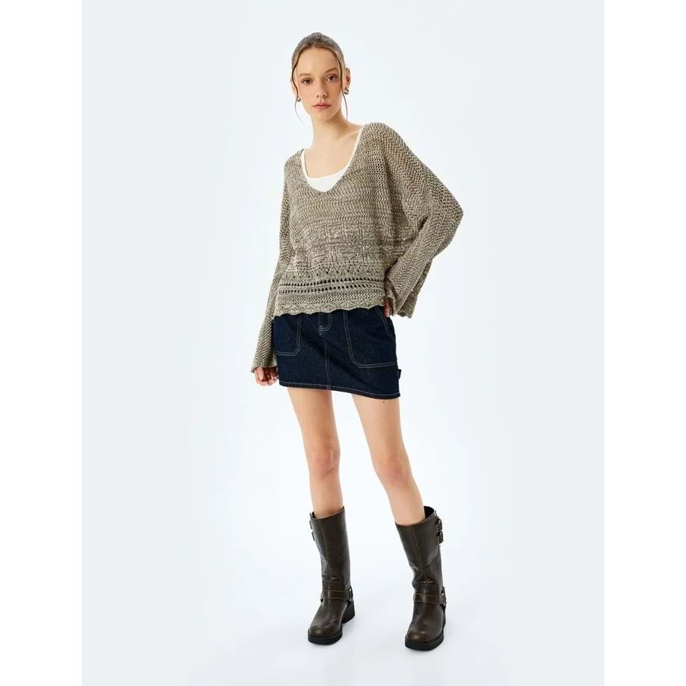 V Yaka Uzun Kollu Triko Kazak 5SAL90013HT