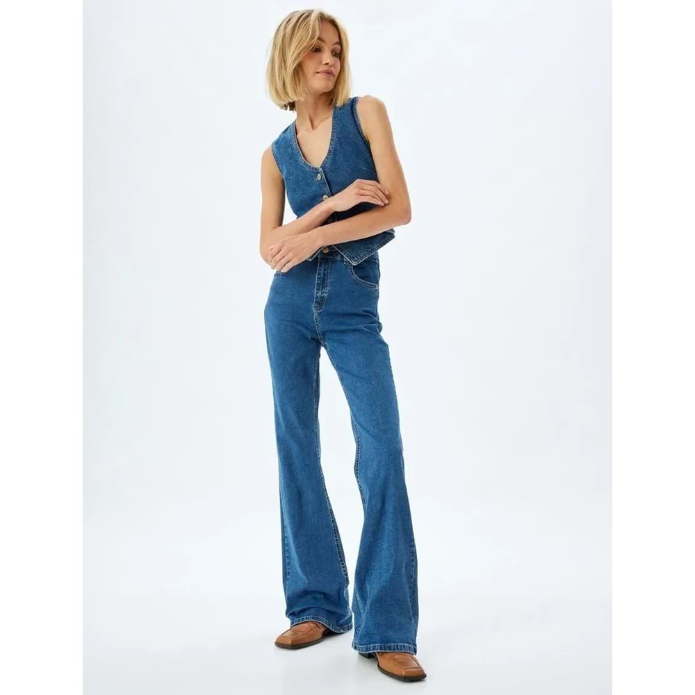 İspanyol Paça Kot Pantolon 5WAL40203MD - KOTON - ORTA İNDİGO - 28/32