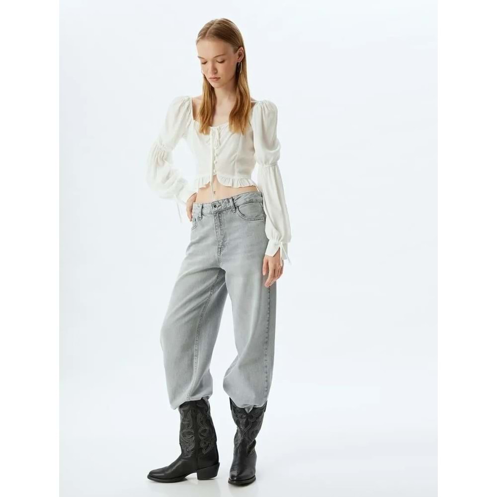 Geniş Paça Kot Pantolon 5WAL40119MD - KOTON - GRİ - 31/32