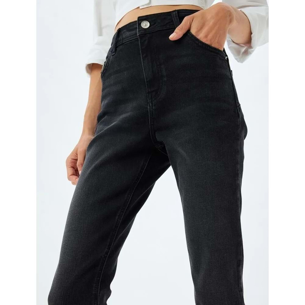 Yüksek Bel Kot Pantolon Dar Paça 5WAL40006MD - KOTON - SİYAH - 29/32
