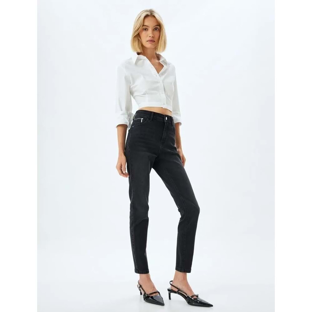 Yüksek Bel Kot Pantolon Dar Paça 5WAL40006MD - KOTON - SİYAH - 30/32