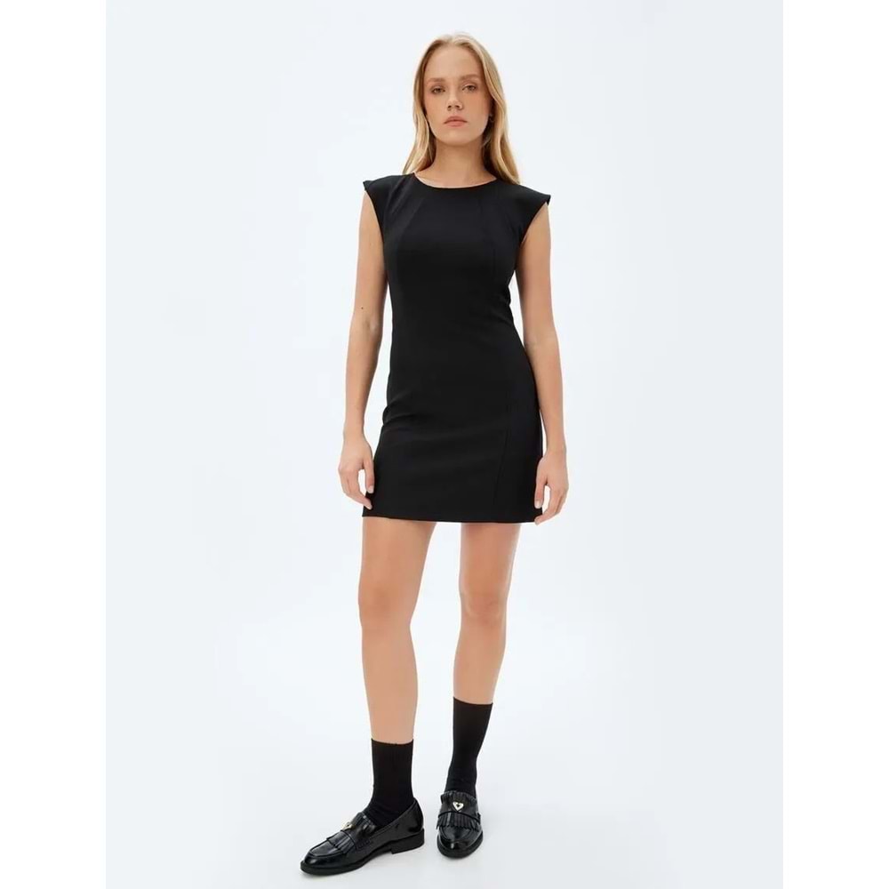 Yuvarlak Yaka Kolsuz Mini Elbise 5WAK80052UW - KOTON - SİYAH - 40