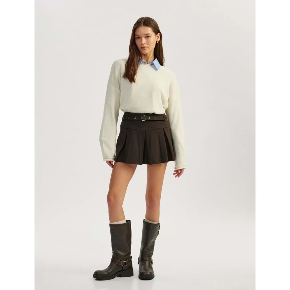 Uzun Kollu Triko Kayık Yaka Kazak 5SAL90023HT