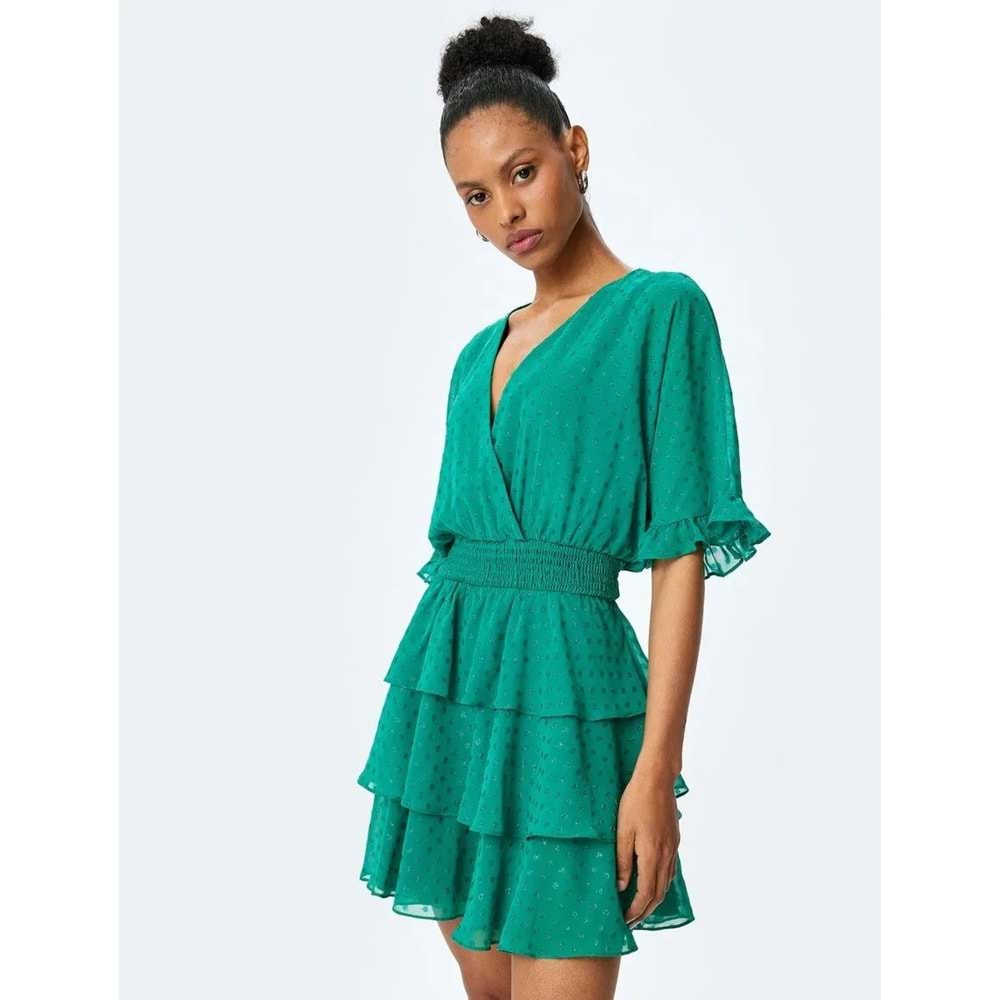 Puantiyeli Gipeli Mini Elbise 5SAK80038FW - KOTON - YEŞİL - 40