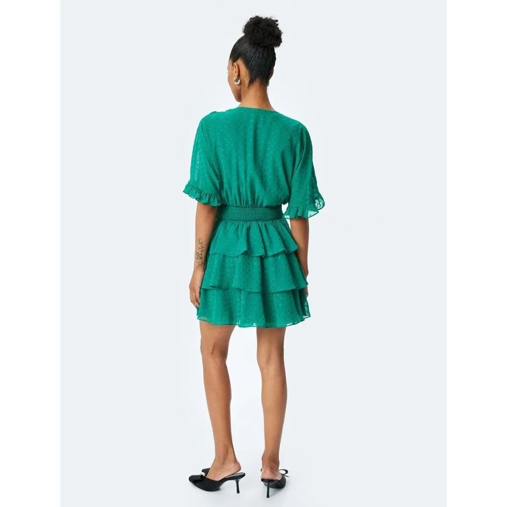 Puantiyeli Gipeli Mini Elbise 5SAK80038FW - KOTON - YEŞİL - 40